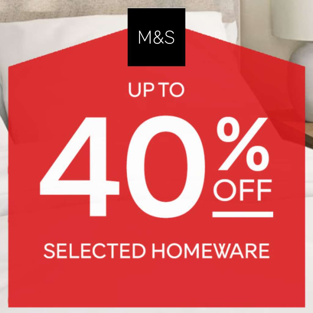 Up to 40% Off Selected Homeware + Free Click & Collect