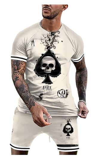Men's Sportswear T-Shirt Short Sleeve Shorts Two Piece Casual Sportswear (2XL,DX202233YJ), Dx202233yj, XX-Large