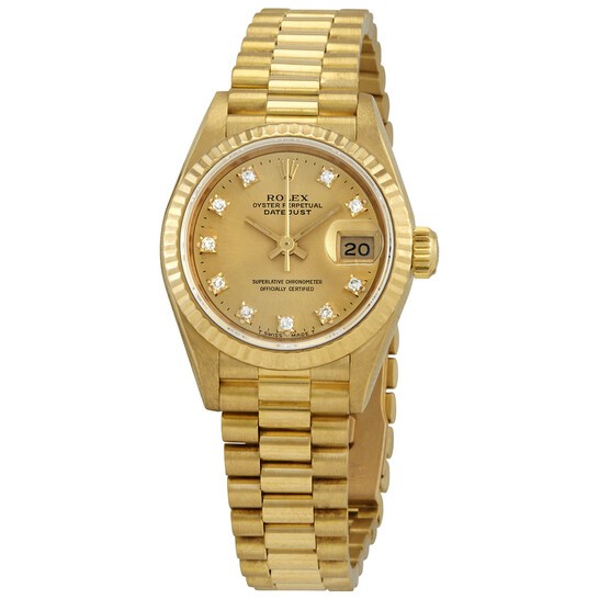 Pre-owned Datejust Champagne Dial President Bracelet Ladies Watch