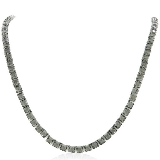 Gray Ruthenium Plated Millenia Long Square Cut Necklace